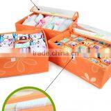 Fashion 7Lattices Oxford Fabric Socks Bra Covered Fabric Storage Box thumbnail-6