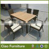 2014 New Patio Outdoor Garden Rattan Teakwood Dining Table thumbnail-4