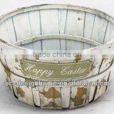 WHITE WASH ROUND HAPPY EASTER BAMBOO CHIP BASKET thumbnail-1