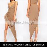 2016 Fall Season Slinky Side Ruched Open Leg Sexy Long Skirt thumbnail-1