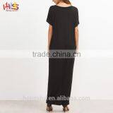 Black Graphic Print Maxi Tee Dress With Side Pocket Fashion Boho Vintage Maxi Long Dress HSd7071 thumbnail-3