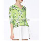 Lady's New Summer Fashionable Printed V Neck Design Long Sleeve Models Short Sleeve Blouse thumbnail-2