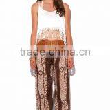 new style fashion animal print boho wide leg women's pants