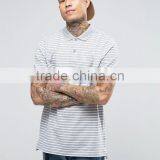 Custom Short Sleeve Button Placket Grey Stripe Pattern Design Men's 100% Cotton Breathable Pique 200g Casual Regular Polo Shirt thumbnail-1