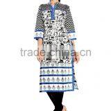 Pure Cotton Printed Styles Long Kurtis/fancy Kurti thumbnail-1