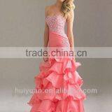 Backless Floor Length Heavy Beaded Red Mermaid Dress thumbnail-2