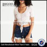 MGOO Top Quality Scoop Neck Blank Front Button Tops Sexy Women Fitness Ribbed Knitted Tank Top thumbnail-1