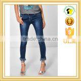 Ladies 2016 Fashion Skinny Jeans Fray Hem Denim Jeans Wholesale thumbnail-1