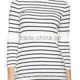 Microfiber Striped no Design Long Sleeve T-shirt for Women thumbnail-1