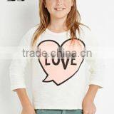 2017 Cheap Plain Alphabetic Love O-neck Kids Long Sleeve Slim T-shirt OEM Service Plain Dyed thumbnail-1