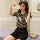 2016 New Fashion All Match Half Sleeve Striped T-shirts for Ladies thumbnail-3