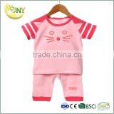 Summer Kids Shirt Short Sleeve Stripe Cute Cartoon Two Pieces Baby Clothing Set thumbnail-2
