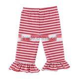 100% Cotton Knit Strip Fabric Single Ruffle Capri Pants thumbnail-1