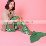 Customized Size and Color Christmas Green Knitted Mermaid Tail Blanket for Ladies thumbnail-1