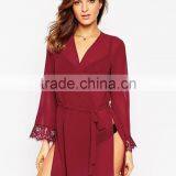 Sexy Fashion Semitransparent Chiffon Fabric Lace Cuff Robe for Lady thumbnail-2