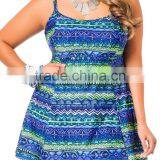 Modern One Piece Plus Size Women Tribal Pattern Swim Dress for Fat Lady Beach Wear thumbnail-1