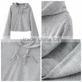 Small Quantity Accept Women Grey Raglan Sleeve Drawstring Hoodie With Custom Logo thumbnail-3