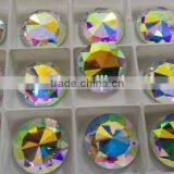 Crystal AB Glass Flat Back no Hotfix Crystal Element Brilliant Round Flat Back Stone With Two Holes thumbnail-4