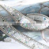 Vintage Mesh Fabric Paillette Pearl Beaded Braid Motif Lace thumbnail-2