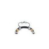 Adjustable Shamballa Bracelet, Rhodium & Golden Plated Alloy Skull Beads thumbnail-1