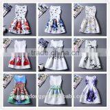 Multi Color Girl Flower Printed Princess Holiday Dress/ Girl Sleeveless Knee Length Princess Dress/new Design Girl Printed Dress thumbnail-5