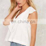 Wholesale Women Shirts and Tops Latest Women Cotton Ruffle Top thumbnail-3