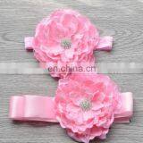 2 Pcs Set Laced Peony Flower Sash Belt Matching Headband For Kids thumbnail-4