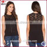 Black Lace With Half Sheer Material Images of Ladies Casual Tops thumbnail-1