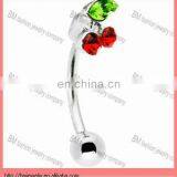 Charming Cherry Shaped Crystal Eyebrow Ring Body Jewelry thumbnail-1