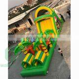Durable Yellow and Green 0.55mm PVC Tarpaulin 12*5*4.5m Inflatable Obstacle Course Kids With Big Slide