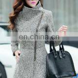 Fashionable Elegant Light Grey Woolen Winter Coat for Woman thumbnail-3