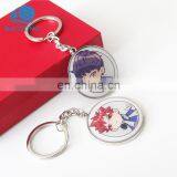 High Quality Zinc Alloy Metal Cartoon Round Shape Epoxy Logo Printing Keychain Custom Made Metal Keychains for Promotion thumbnail-3