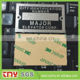 Elevator 3M adhesive metal print nameplate maufactor