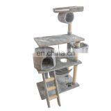 Big Cat Tree House Grey Cat Climbing Frame Cat Tower With Hammock thumbnail-4