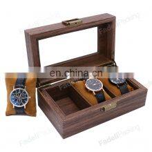 Hot- Selling Watch Case Display 3 Slots Wooden Watch Box Packaging With Lock thumbnail-1
