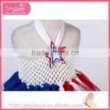 Ruffle Navy Blue Star Decoration Fluffy Voile Girl's Dress Children Frocks Designs thumbnail-4