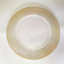 Wholesale Reusable 13 Inch Clear Acrylic Gold Beaded Charger Plates For Wedding Dinner thumbnail-4