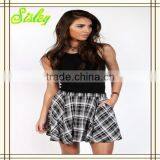 New Designer Women Wear New Arrival Grid Mini Skirt Wholesale