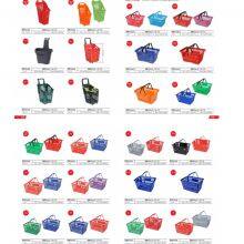 Plastic Grocery Basket for Hypermarket Supermarket Shopping Basket With Telescopic Handle With Wheels Plastic Crate thumbnail-2