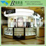 Retail Store Fixtures Cosmetic Kiosk With Glass Shelves