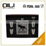 Leather Hip Flask Gift Set/stainless Steel Hip Flask Set Gift Box Packing/hip Flask Gift Set With Shot Glass