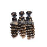 Hot Sale Factory Price Kinky Curl Brazilian Two Tone Ombre Colored Hair Weave Bundles thumbnail-2