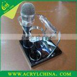 Manufaturer Direct Sell Acrylic Microphone Holder With Engraving, Transparent PMMA Microphone Rack With Hot-bend Forming thumbnail-2