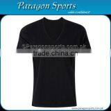 Mens Cotton V Neck Black T Shirt thumbnail-1