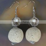 Wholesale fashion earring white lava roun beads earring jewelry beads