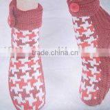 socks red stripe knitting
