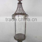 8009457MC- Pillar Metal Candle Lantern W/spiral Wire Top thumbnail-1
