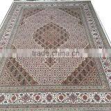 Beige-Beige Mahi Tabriz Woolen and Silk Carpet thumbnail-1