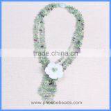 Wholesale Handmade Multi-layer Crystal Bead Fluorite Gemstone Chips Pearl Shell Flower Tassels Long Necklaces GN-DQ048 thumbnail-1