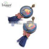 Valentine Exotic Blue Tassel Painted Roud Drop Earingfor Women With New Design thumbnail-3